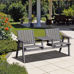 Outsunny 2-Seater Wooden Garden Bench with Armrest, Grey