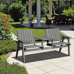 Outsunny 2-Seater Wooden Garden Bench with Armrest, Grey
