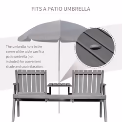 Outsunny 2-Seater Wooden Garden Bench with Armrest, Grey