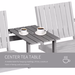 Outsunny 2-Seater Wooden Garden Bench with Armrest, Grey - Additional view 4
