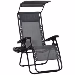 Outsunny Zero Gravity Chair Adjustable Patio Lounge w/ Cup Holder Dark Grey