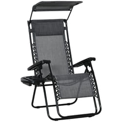 Outsunny Zero Gravity Chair Adjustable Patio Lounge w/ Cup Holder Dark Grey