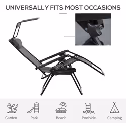 Outsunny Zero Gravity Chair Adjustable Patio Lounge w/ Cup Holder Dark Grey - Additional view 7
