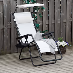 Outsunny Zero Gravity Chair Adjustable Patio Lounge w/ Cup Holder White