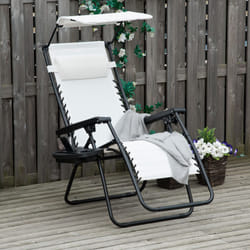 Outsunny Zero Gravity Chair Adjustable Patio Lounge w/ Cup Holder White