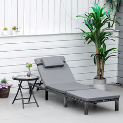 Outsunny Garden Rattan Furniture Recliner Lounger Sun Reclining Daybed Patio