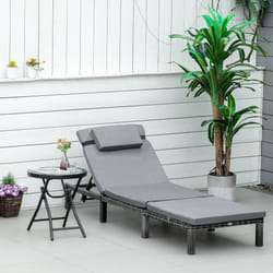Outsunny Garden Rattan Furniture Recliner Lounger Sun Reclining Daybed Patio