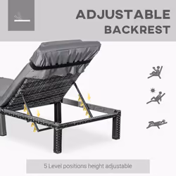 Outsunny Garden Rattan Furniture Recliner Lounger Sun Reclining Daybed Patio