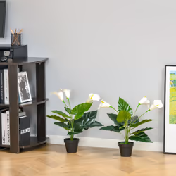 HOMCOM Artificial Set of 2 Calla Lily Flower Faux Plant for Indoor Décor