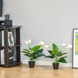 HOMCOM Artificial Set of 2 Calla Lily Flower Faux Plant for Indoor DÃ©cor
