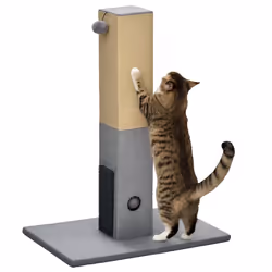 PawHut Cat Scratching Post Scratcher Climber w/ Carpet Base Hanging Toy - Grey - Additional view 8