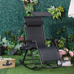 Outsunny Folding Recliner Chair Lounge Rocker Zero-Gravity Black