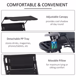Outsunny Folding Recliner Chair Lounge Rocker Zero-Gravity Black - Additional view 4