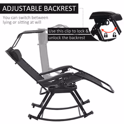 Outsunny Folding Recliner Chair Lounge Rocker Zero-Gravity Black - Additional view 6