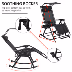 Outsunny Folding Recliner Chair Lounge Rocker Zero-Gravity Black - Additional view 7