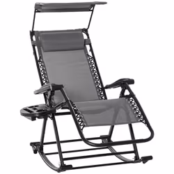 Outsunny Folding Recliner Chair Lounge Rocker Zero-Gravity Grey