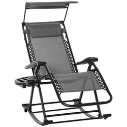 Outsunny Folding Recliner Chair Lounge Rocker Zero-Gravity Grey