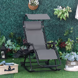 Outsunny Folding Recliner Chair Lounge Rocker Zero-Gravity Grey