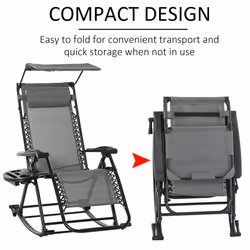 Outsunny Folding Recliner Chair Lounge Rocker Zero-Gravity Grey