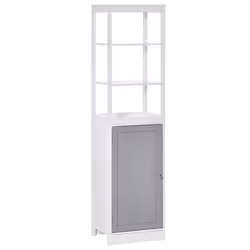 kleankin Bathroom Tall Storage Cabinet Organizer Tower w/ Door Shelves