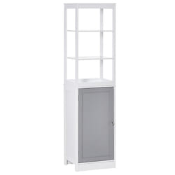 kleankin Bathroom Tall Storage Cabinet Organizer Tower w/ Door Shelves
