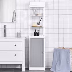 kleankin Bathroom Tall Storage Cabinet Organizer Tower w/ Door Shelves