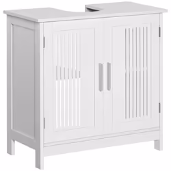 kleankin Bathroom Pedestal Under Sink Cabinet w/ Storage Shelf, White