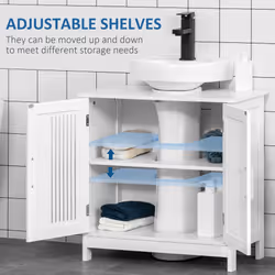 kleankin Bathroom Pedestal Under Sink Cabinet w/ Storage Shelf, White