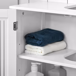 kleankin Bathroom Pedestal Under Sink Cabinet w/ Storage Shelf, White - Additional view 5
