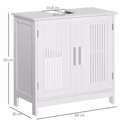 kleankin Bathroom Pedestal Under Sink Cabinet w/ Storage Shelf, White - Additional view 8