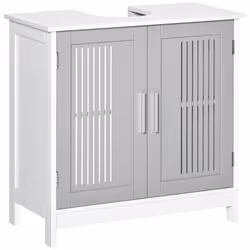 kleankin Bathroom Pedestal Under Sink Cabinet w/ Storage Shelf, Grey