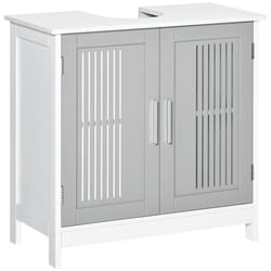 kleankin Bathroom Pedestal Under Sink Cabinet w/ Storage Shelf, Grey
