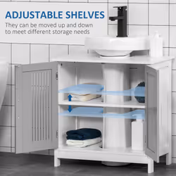 kleankin Bathroom Pedestal Under Sink Cabinet w/ Storage Shelf, Grey