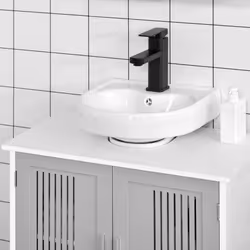kleankin Bathroom Pedestal Under Sink Cabinet w/ Storage Shelf, Grey - Additional view 6