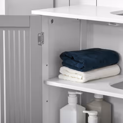 kleankin Bathroom Pedestal Under Sink Cabinet w/ Storage Shelf, Grey - Additional view 7