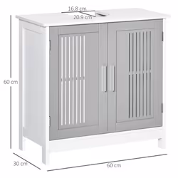 kleankin Bathroom Pedestal Under Sink Cabinet w/ Storage Shelf, Grey - Additional view 8