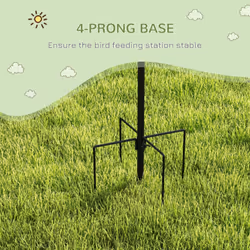 Pawhut Bird Feeding Station Kit Wild Bird Feeder Pole w/ 6 Hooks 4 Prong Bases - Additional view 4
