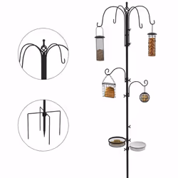 Pawhut Bird Feeding Station Kit Wild Bird Feeder Pole w/ 6 Hooks 4 Prong Bases - Additional view 8