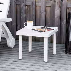 Outsunny Garden End Table Outdoor Square Accent Coffee Table for Drink Snack
