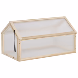 Outsunny Wooden Cold Frame Greenhouse Polycarbonate Grow House Natural