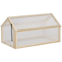 Outsunny Wooden Cold Frame Greenhouse Polycarbonate Grow House Natural