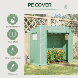 Outsunny 200x76x168cm Walk-in Garden Greenhouse Plant Warm House w/ Roll Up Door