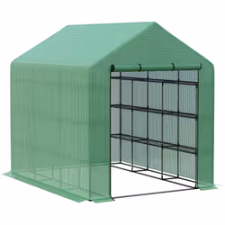 Outsunny Walk-in Garden Greenhouse Shelves Polytunnel Steeple Grow House