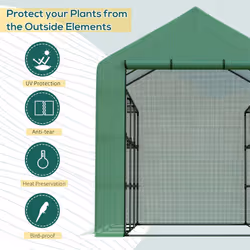 Outsunny Walk-in Garden Greenhouse Shelves Polytunnel Steeple Grow House