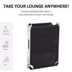 Outsunny Folding Outdoor Reclining Sun Lounger Chair Aluminium Frame Black