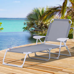 Outsunny Folding Sun Lounger Garden Reclining Lounge Chair 4Level Backrest