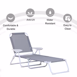 Outsunny Folding Sun Lounger Garden Reclining Lounge Chair 4Level Backrest