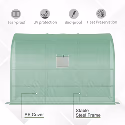 Outsunny Walk-In Tunnel Wall Greenhouse with Windows and Doors, 2 Tiers