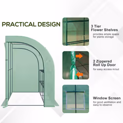 Outsunny Walk-In Tunnel Wall Greenhouse with Windows and Doors, 2 Tiers - Additional view 4