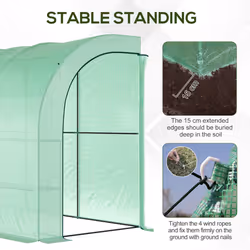 Outsunny Walk-In Tunnel Wall Greenhouse with Windows and Doors, 2 Tiers - Additional view 8